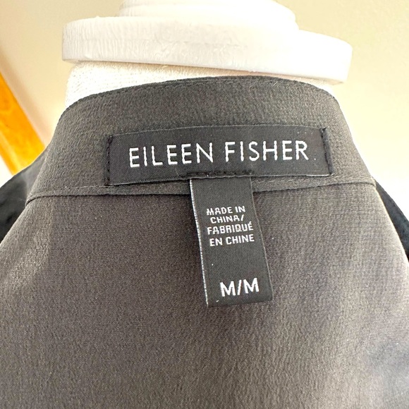 Eileen Fisher gray and black tunic dress with buttons, pockets. Size medium. - Picture 6 of 7